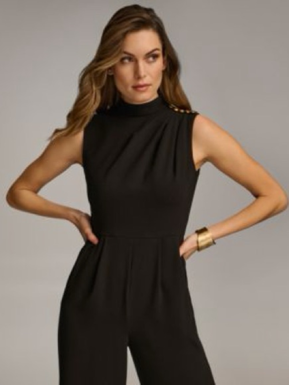 Donna Karan Women's Mock-Neck Sleeveless Straight-Leg Jumpsuit